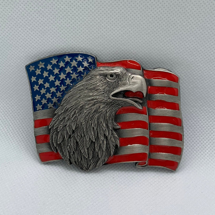 Patriotic American Flag Bald Eagle Belt Buckle