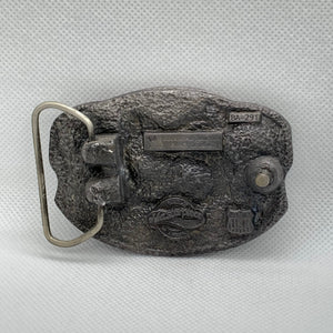 Made In U.S.A. Logo Vintage C + J Pewter metal alloy belt buckle Made In U.S.A. Logo Vintage C + J Pewter metal alloy belt buckle