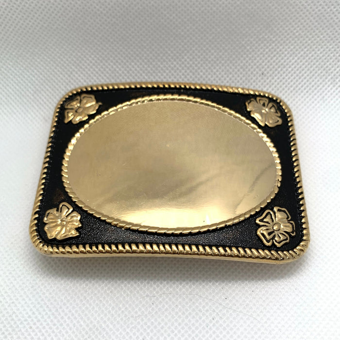Black & Gold Mafco Mirror Western Style Belt Buckle