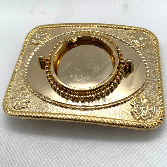 Silver Dollar Gold Mirror Western Style Belt Buckle