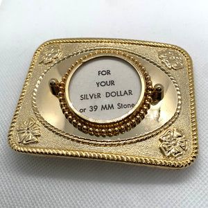 Silver Dollar Gold Mirror Western Style Belt Buckle