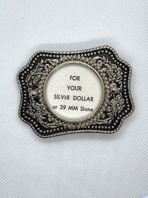 Silver Dollar Black & Silver Western Style Belt Buckle