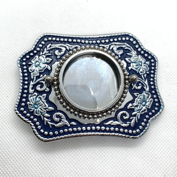 Silver Dollar Blue & Silver Western Style Belt Buckle