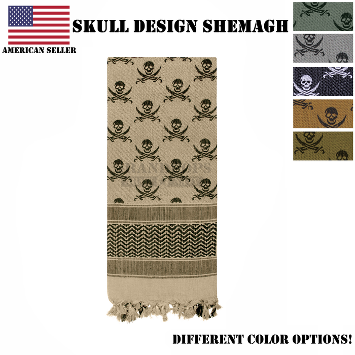 Tactical Shemagh SKULL Special Forces Scarf Keffiyeh Head Wrap 100% Cotton