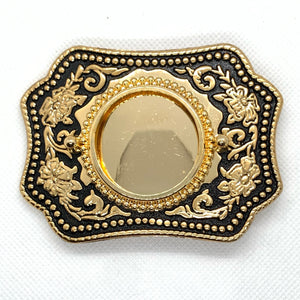 Silver Dollar Black & Gold Western Style Belt Buckle