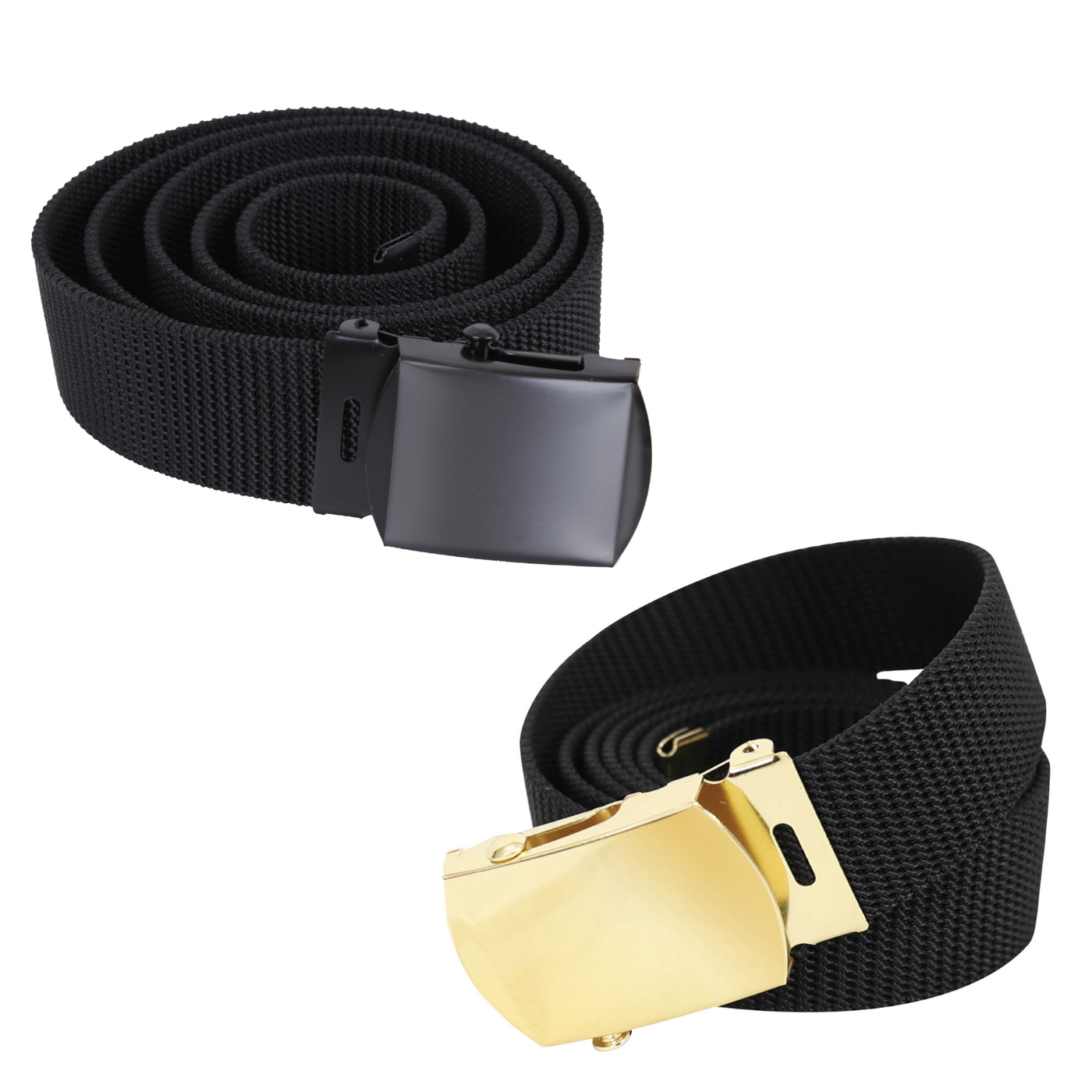 Rothco Nylon Web Belt - Black Webbing 54 Inches / Gold