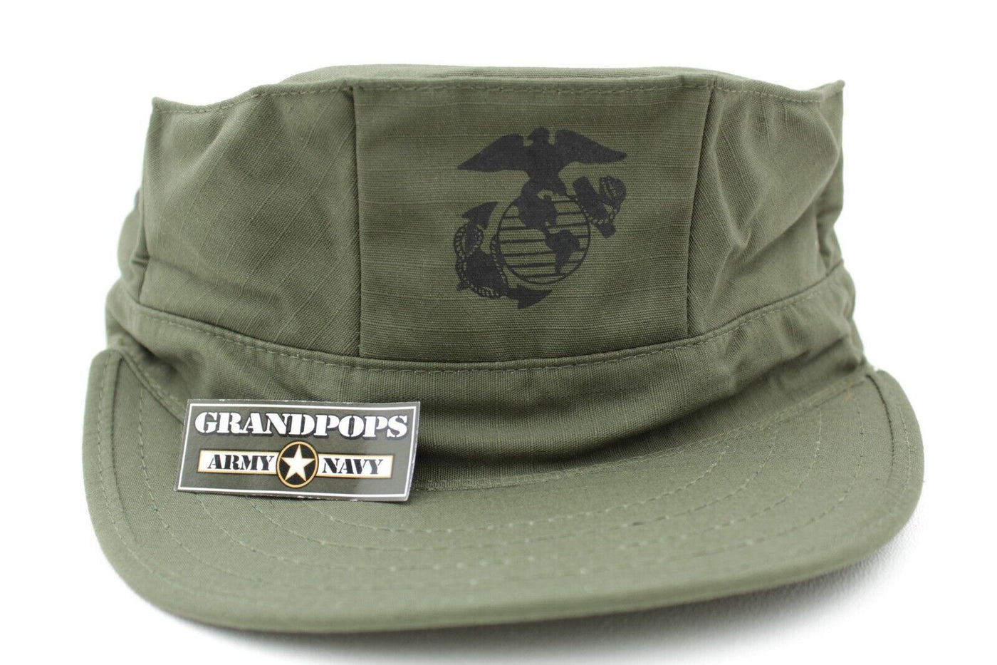 WWII USMC Green HBT Utility Cap EGA WWII USMC Green HBT Utility Cap EGA