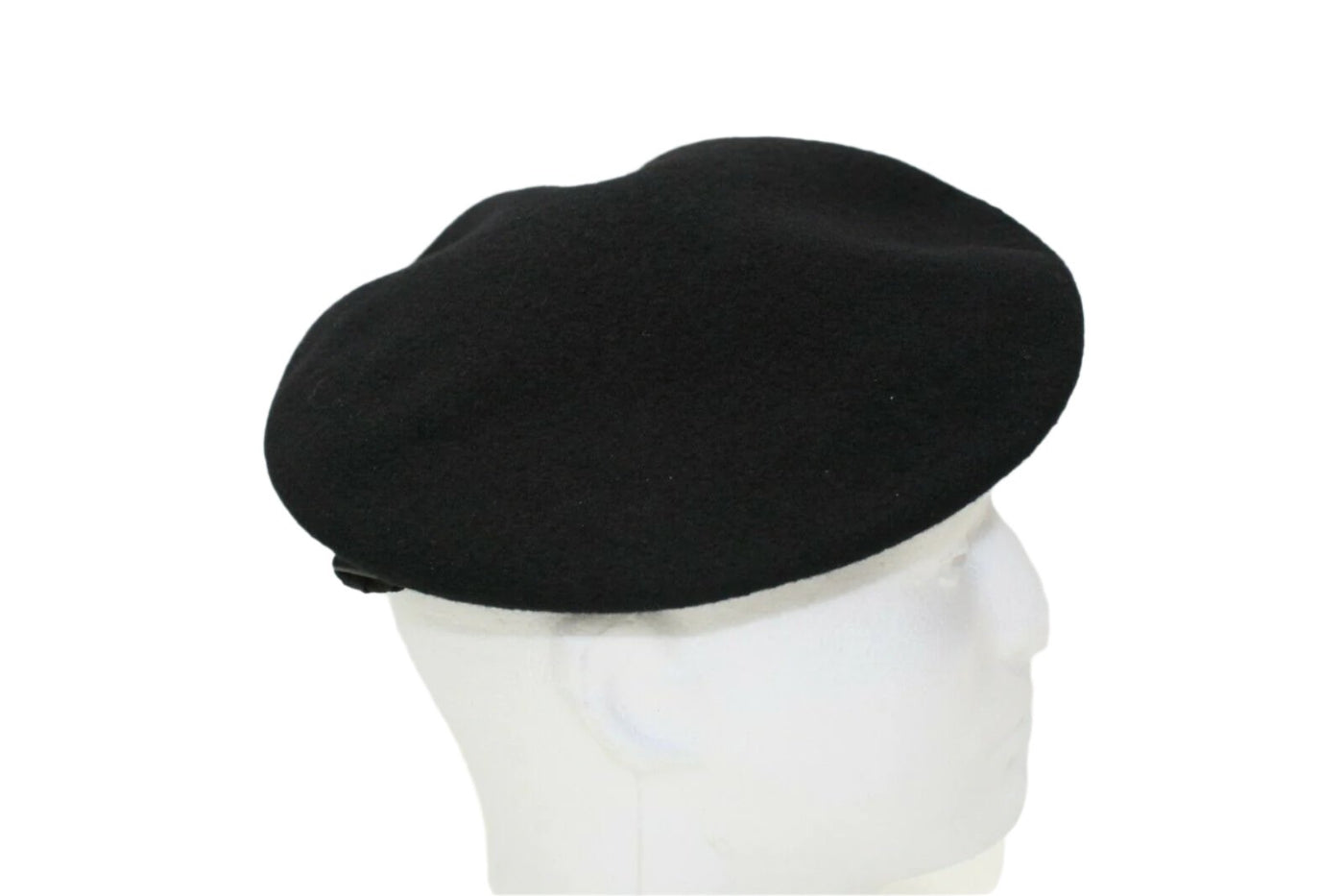 R&B Distributing Military Black Wool Beret – 100% Wool, Leather Band, Fitted