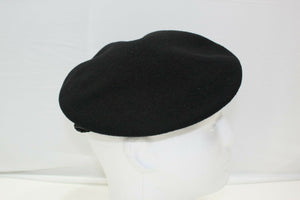 Military Black 100% Wool Beret Leather Band