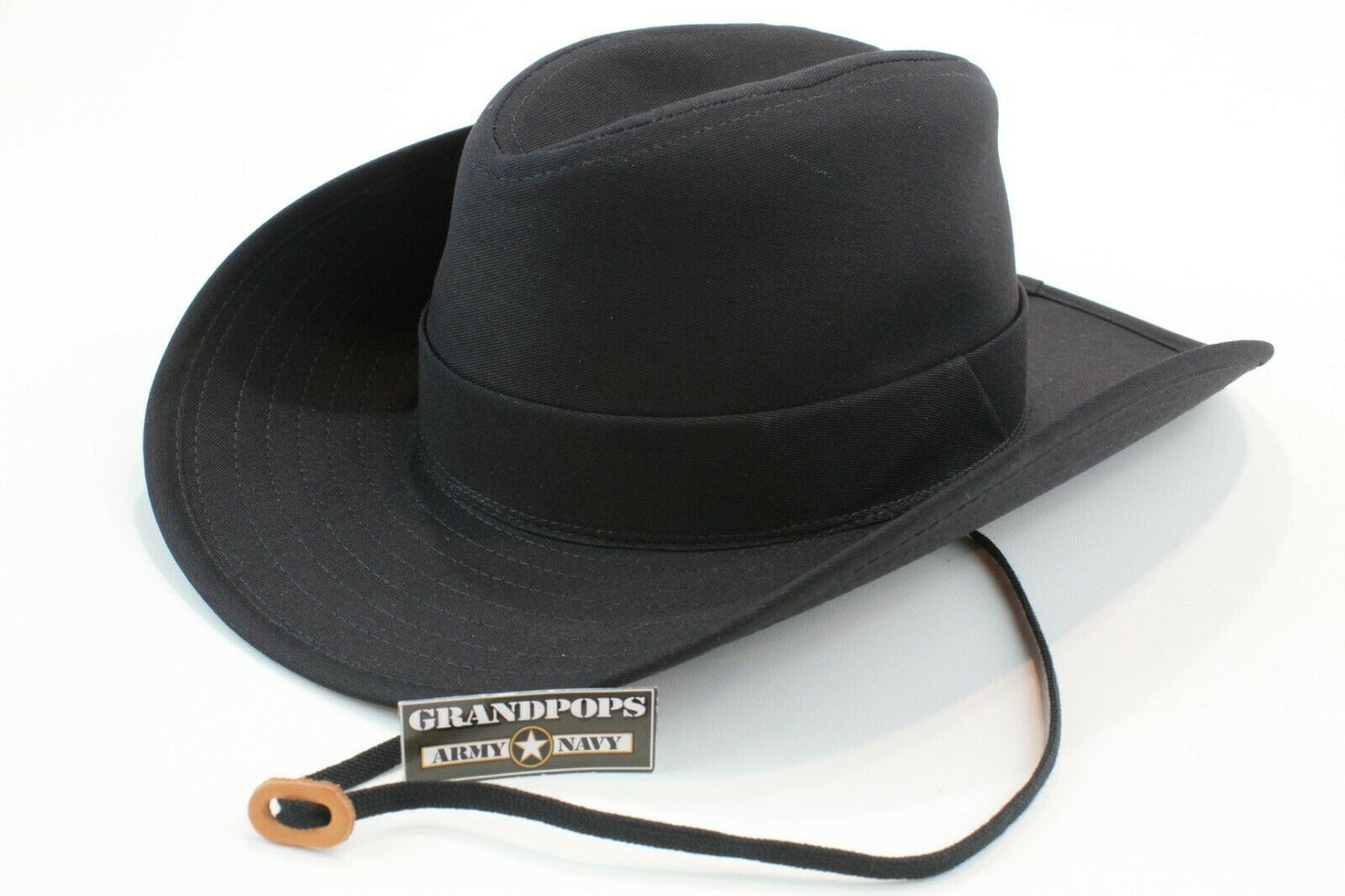HAWKINS Australian Black Leather Bush Hat – 4 Sizes, Fast Post