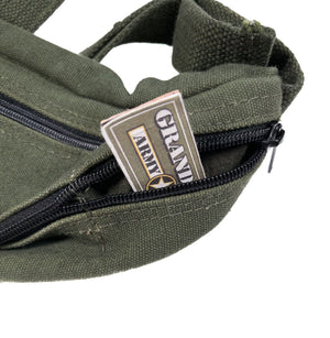 Retro Tactical Olive Drab Canvas Fanny Pack 4 Pocket Traveling Bag