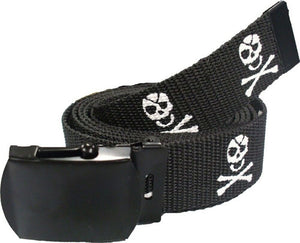 Black Jolly Roger Pirate Skull Classic Military Uniform Web Belt 54"