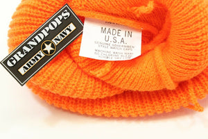 Hunters Orange Acrylic Knit Hat Made In USA