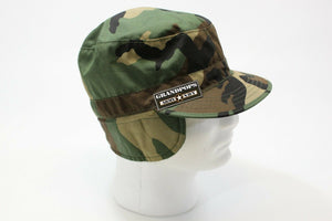 WOODLAND COMBAT PATROL CAP OXFORD WITH EARMUFFS MADE IN USA
