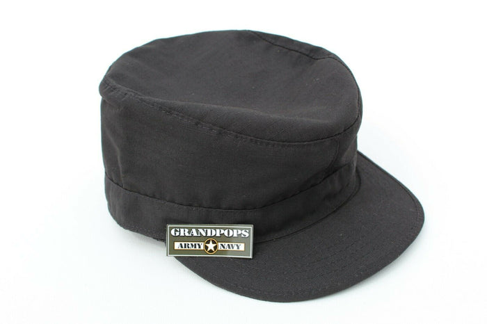 Black Rip Stop Patrol Cap With Map Pocket Made In USA