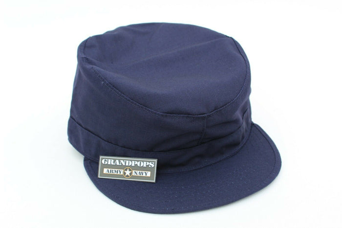 Navy Blue Rip Stop Patrol Cap With Map Pocket Made In USA