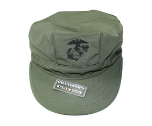 USMC OD Green Ripstop Utility Cap 2 Ply Without Top Stitch With EGA